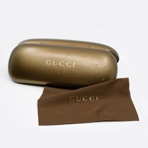 GUCCI Bronze Leather Hard Case with Cleaning Cloth